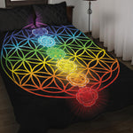 Seven Chakras Flower Of Life Print Quilt Bed Set
