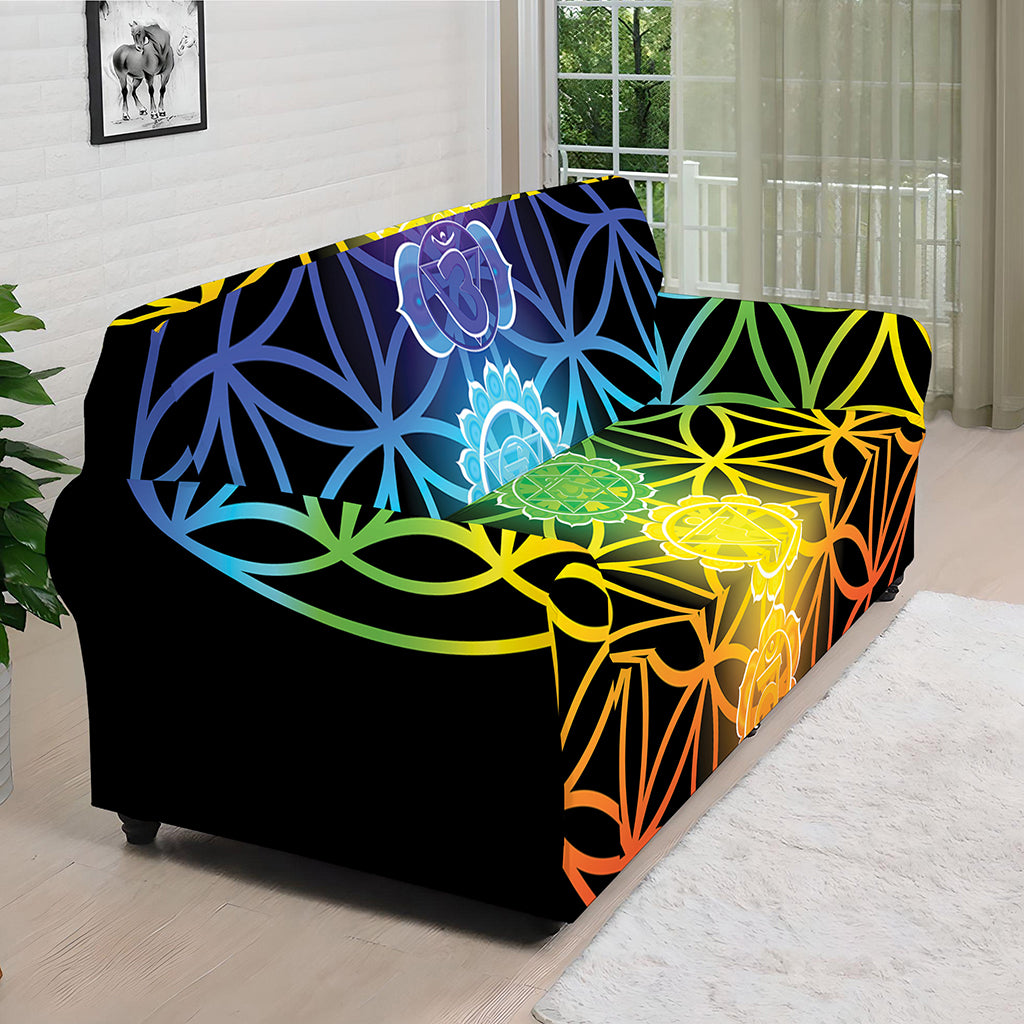 Seven Chakras Flower Of Life Print Sofa Cover