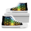 Seven Chakras Flower Of Life Print White High Top Sneakers