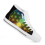 Seven Chakras Flower Of Life Print White High Top Shoes