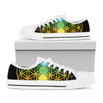 Seven Chakras Flower Of Life Print White Low Top Shoes