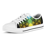 Seven Chakras Flower Of Life Print White Low Top Shoes