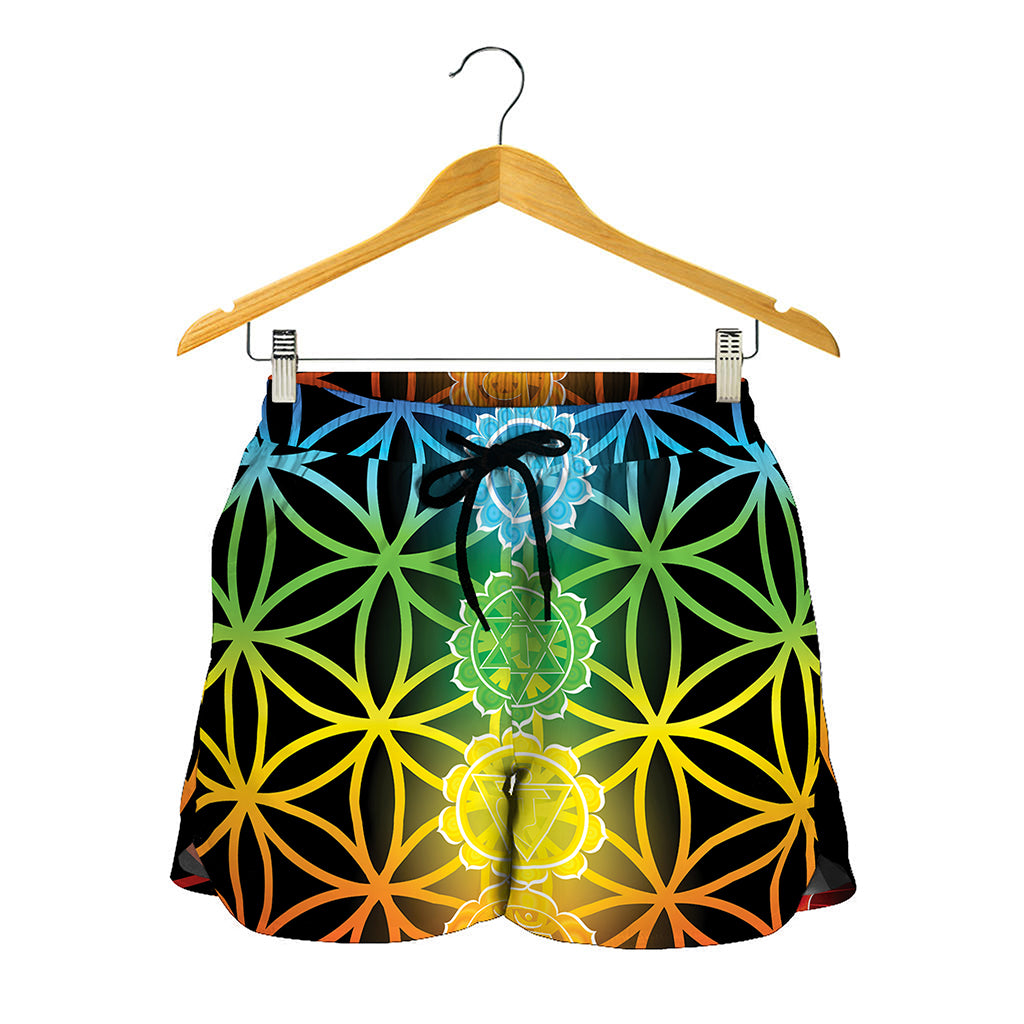 Seven Chakras Flower Of Life Print Women's Shorts