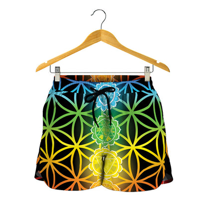 Seven Chakras Flower Of Life Print Women's Shorts