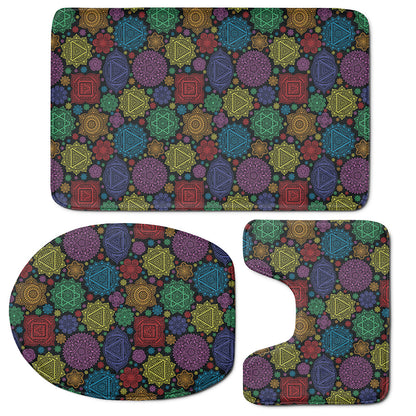 Seven Chakras Flowers Pattern Print 3 Piece Bath Mat Set