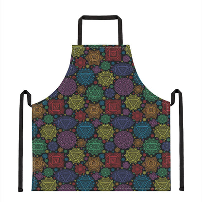 Seven Chakras Flowers Pattern Print Apron