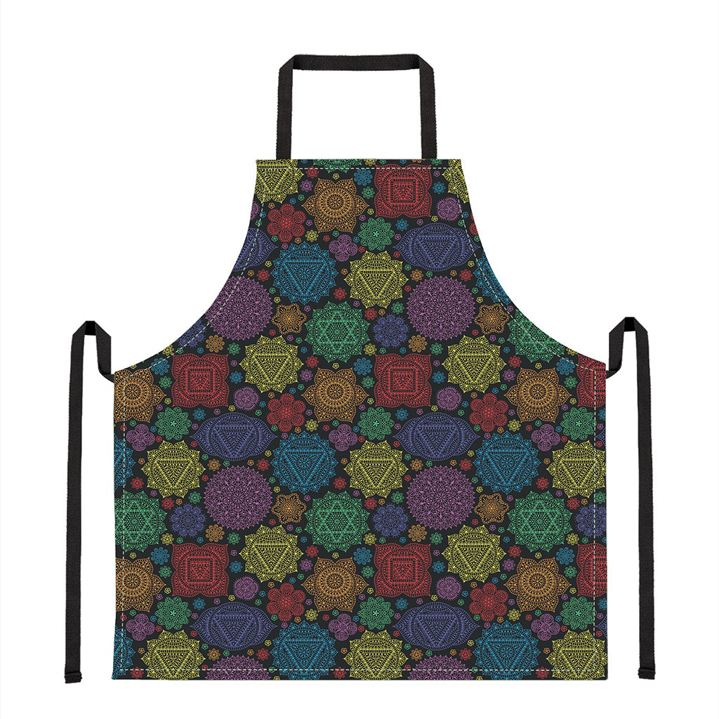 Seven Chakras Flowers Pattern Print Apron