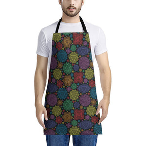 Seven Chakras Flowers Pattern Print Apron