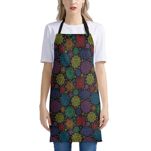 Seven Chakras Flowers Pattern Print Apron