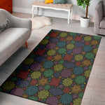 Seven Chakras Flowers Pattern Print Area Rug