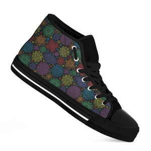 Seven Chakras Flowers Pattern Print Black High Top Shoes