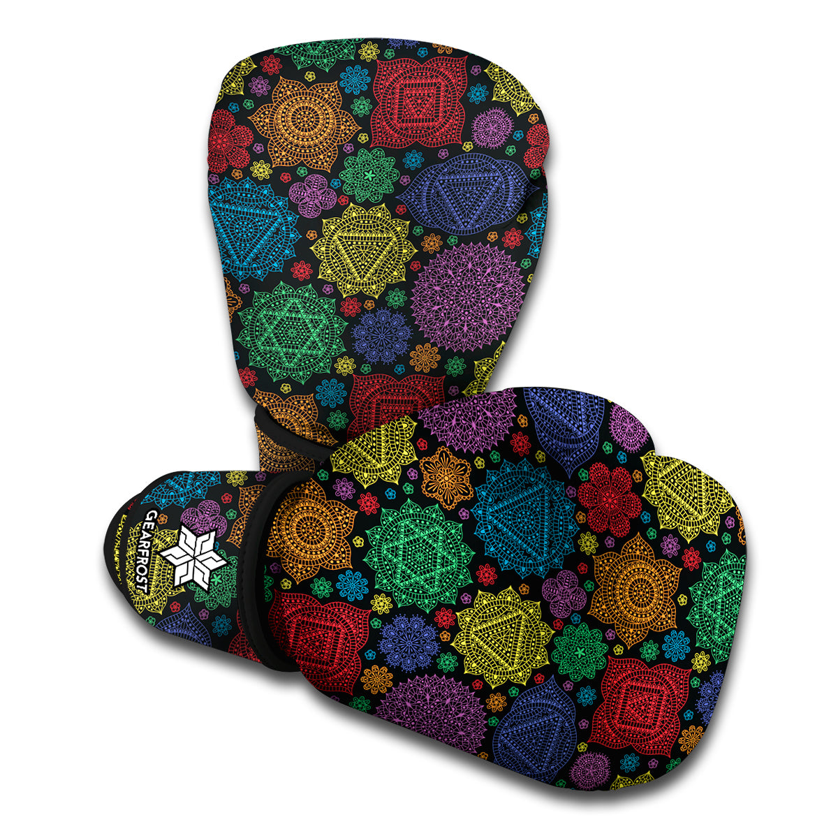 Seven Chakras Flowers Pattern Print Boxing Gloves