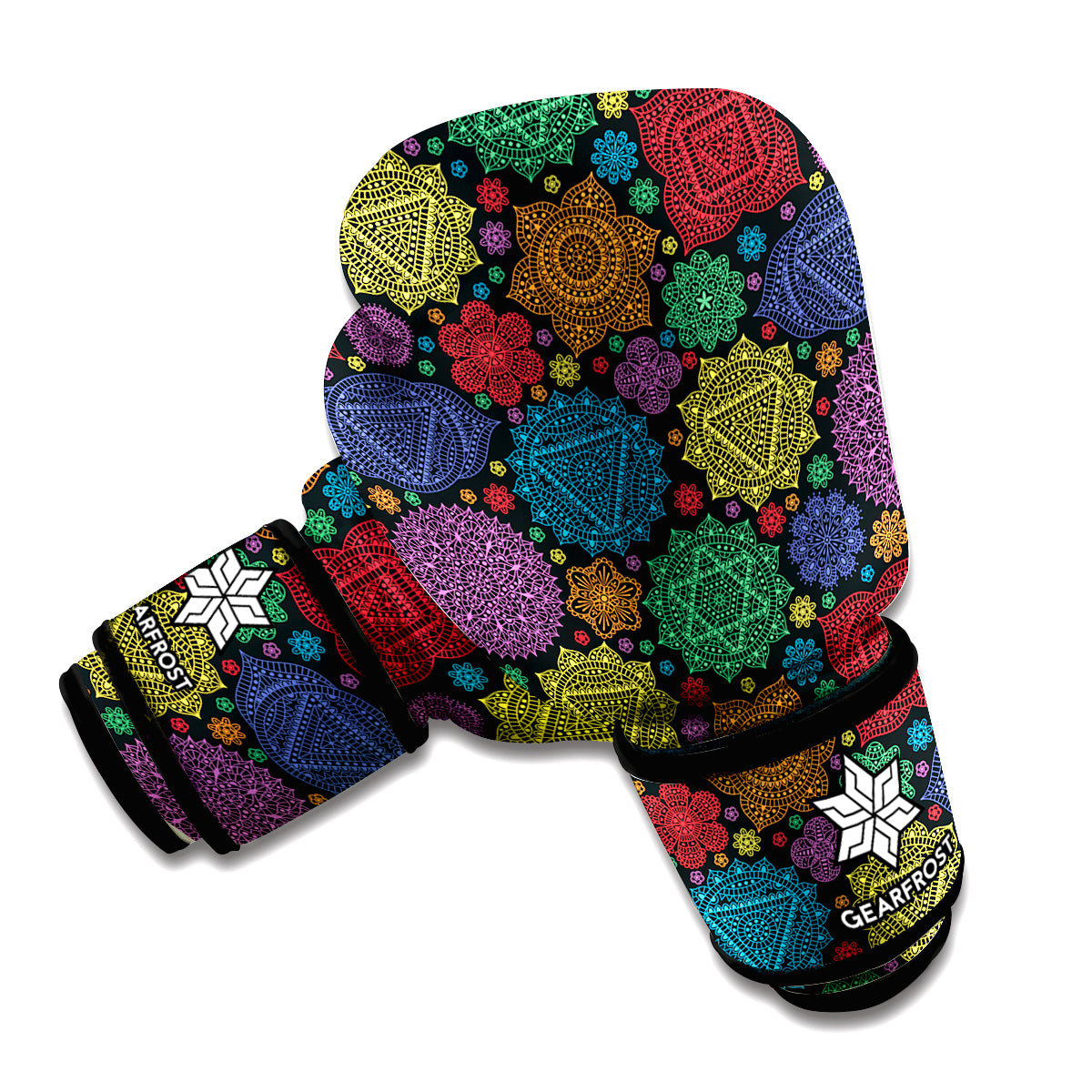 Seven Chakras Flowers Pattern Print Boxing Gloves