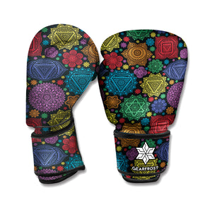 Seven Chakras Flowers Pattern Print Boxing Gloves