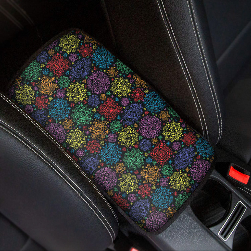 Seven Chakras Flowers Pattern Print Car Center Console Cover