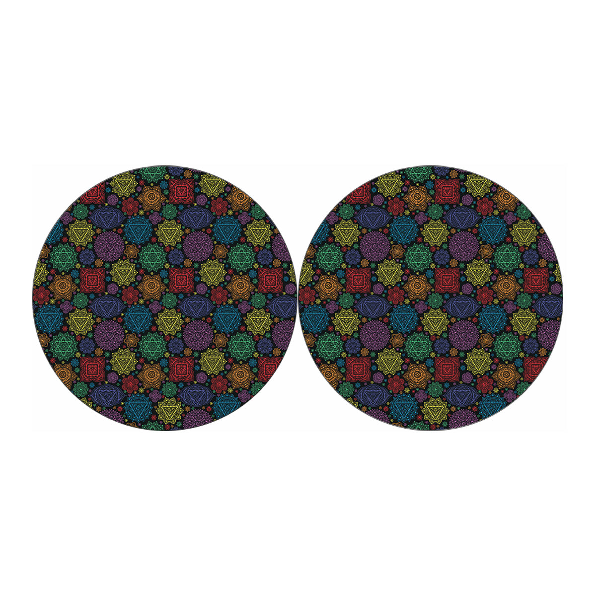 Seven Chakras Flowers Pattern Print Car Coasters