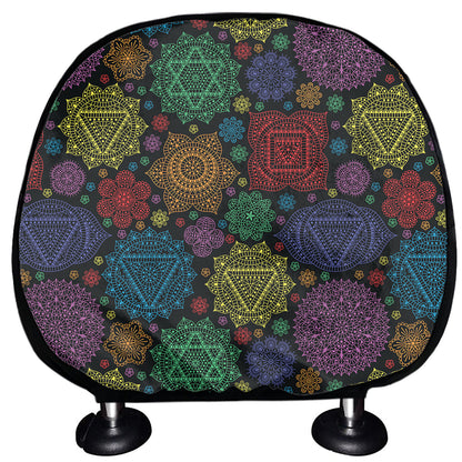 Seven Chakras Flowers Pattern Print Car Headrest Covers