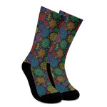 Seven Chakras Flowers Pattern Print Crew Socks