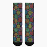 Seven Chakras Flowers Pattern Print Crew Socks