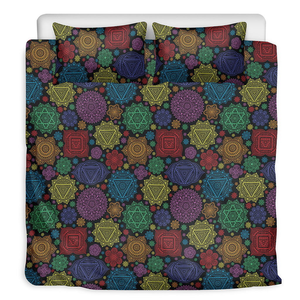 Seven Chakras Flowers Pattern Print Duvet Cover Bedding Set