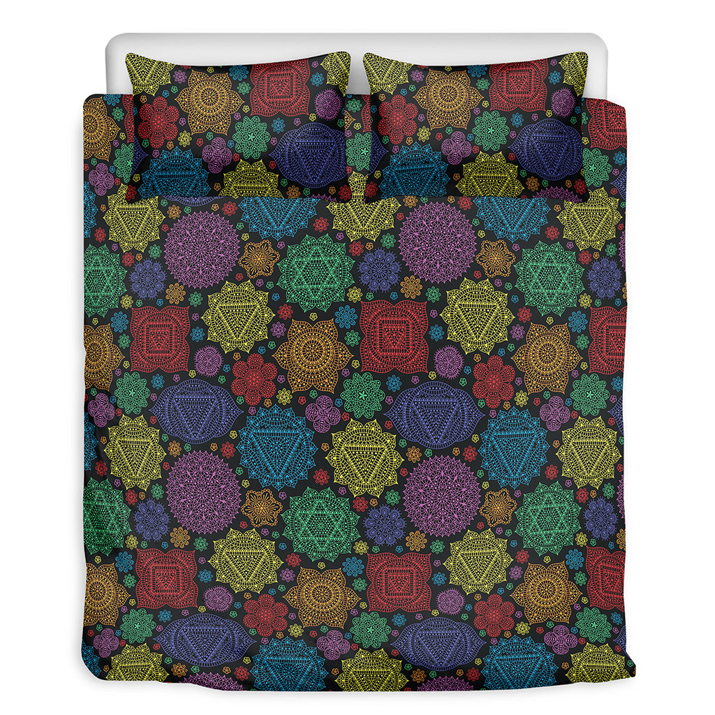 Seven Chakras Flowers Pattern Print Duvet Cover Bedding Set