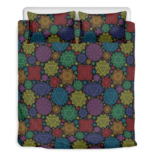 Seven Chakras Flowers Pattern Print Duvet Cover Bedding Set