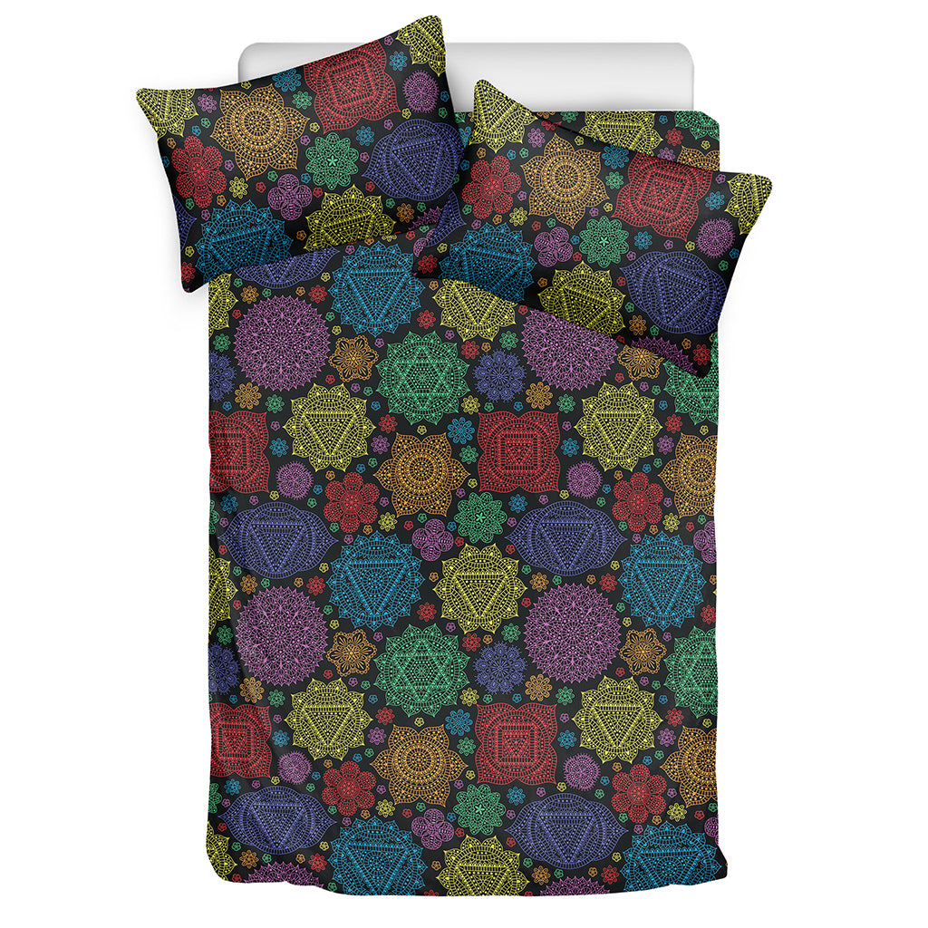 Seven Chakras Flowers Pattern Print Duvet Cover Bedding Set