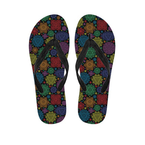 Seven Chakras Flowers Pattern Print Flip Flops