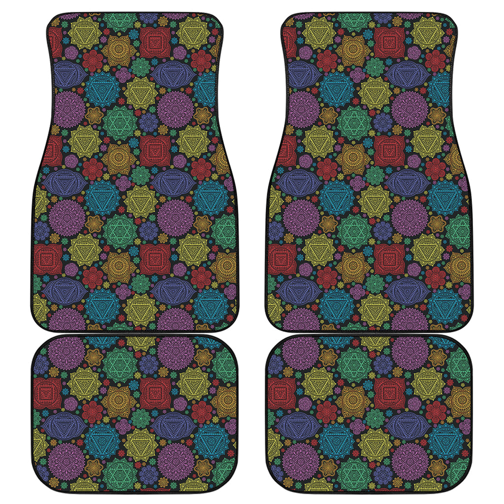 Seven Chakras Flowers Pattern Print Front and Back Car Floor Mats