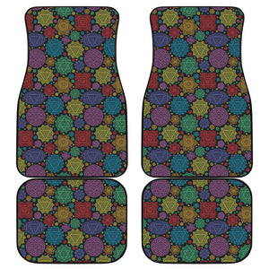 Seven Chakras Flowers Pattern Print Front and Back Car Floor Mats