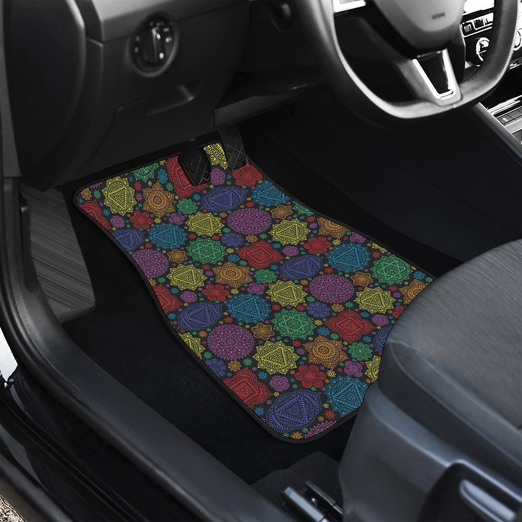 Seven Chakras Flowers Pattern Print Front and Back Car Floor Mats