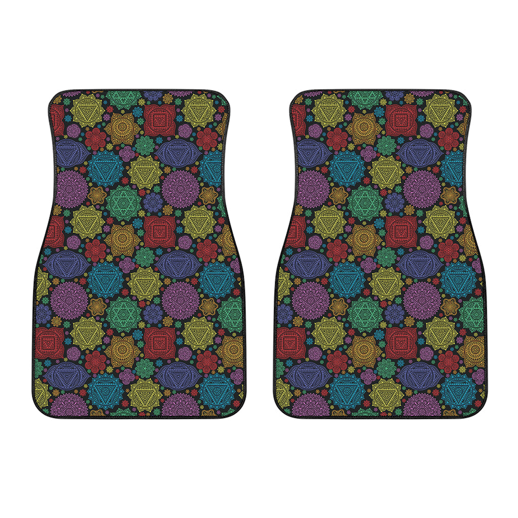 Seven Chakras Flowers Pattern Print Front Car Floor Mats