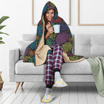 Seven Chakras Flowers Pattern Print Hooded Blanket