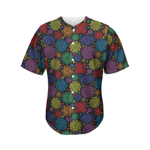 Seven Chakras Flowers Pattern Print Men's Baseball Jersey