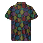 Seven Chakras Flowers Pattern Print Men's Short Sleeve Shirt