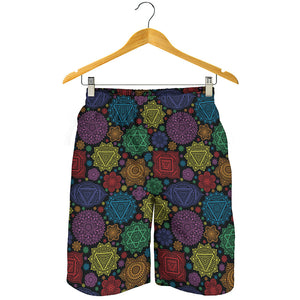 Seven Chakras Flowers Pattern Print Men's Shorts