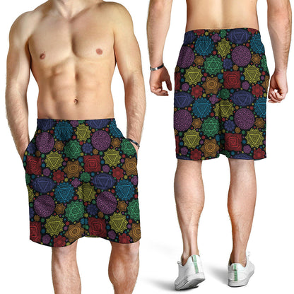 Seven Chakras Flowers Pattern Print Men's Shorts