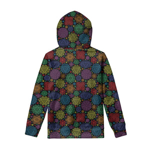 Seven Chakras Flowers Pattern Print Pullover Hoodie