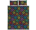 Seven Chakras Flowers Pattern Print Quilt Bed Set