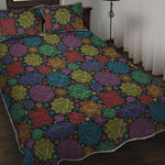 Seven Chakras Flowers Pattern Print Quilt Bed Set