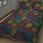 Seven Chakras Flowers Pattern Print Quilt Bed Set