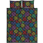 Seven Chakras Flowers Pattern Print Quilt Bed Set