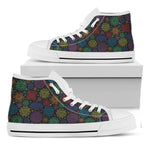 Seven Chakras Flowers Pattern Print White High Top Shoes