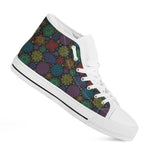 Seven Chakras Flowers Pattern Print White High Top Shoes