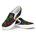 Seven Chakras Flowers Pattern Print White Slip On Shoes