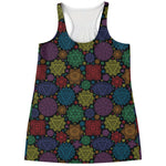 Seven Chakras Flowers Pattern Print Women's Racerback Tank Top