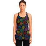 Seven Chakras Flowers Pattern Print Women's Racerback Tank Top