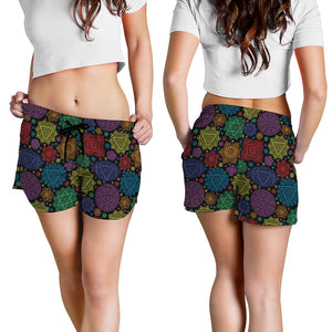 Seven Chakras Flowers Pattern Print Women's Shorts