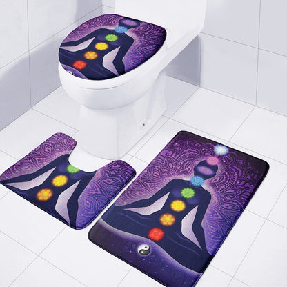 Seven Chakras Mandala Print 3 Piece Bath Mat Set