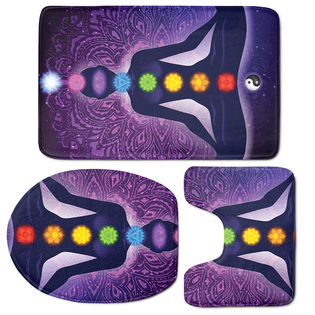 Seven Chakras Mandala Print 3 Piece Bath Mat Set